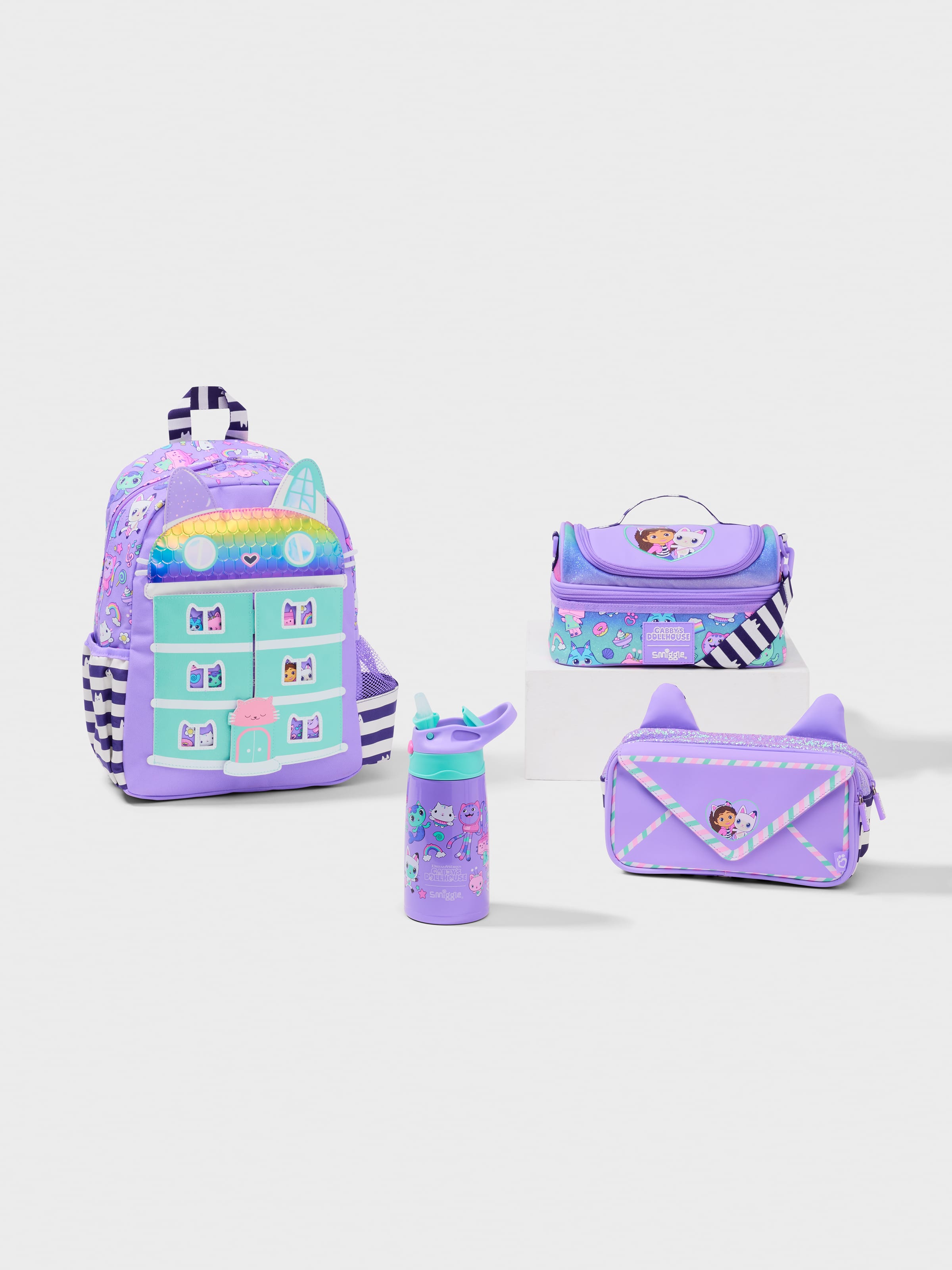 Gabby's Dollhouse Junior Character Backpack 4 Piece Bundle