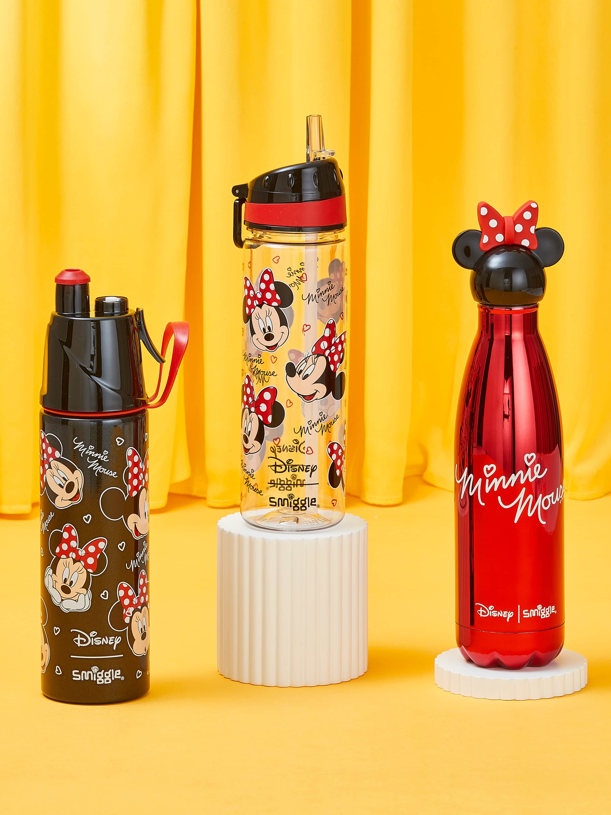 Mickey and Minnie Mouse Stainless Steel Water Bottle with Built-In