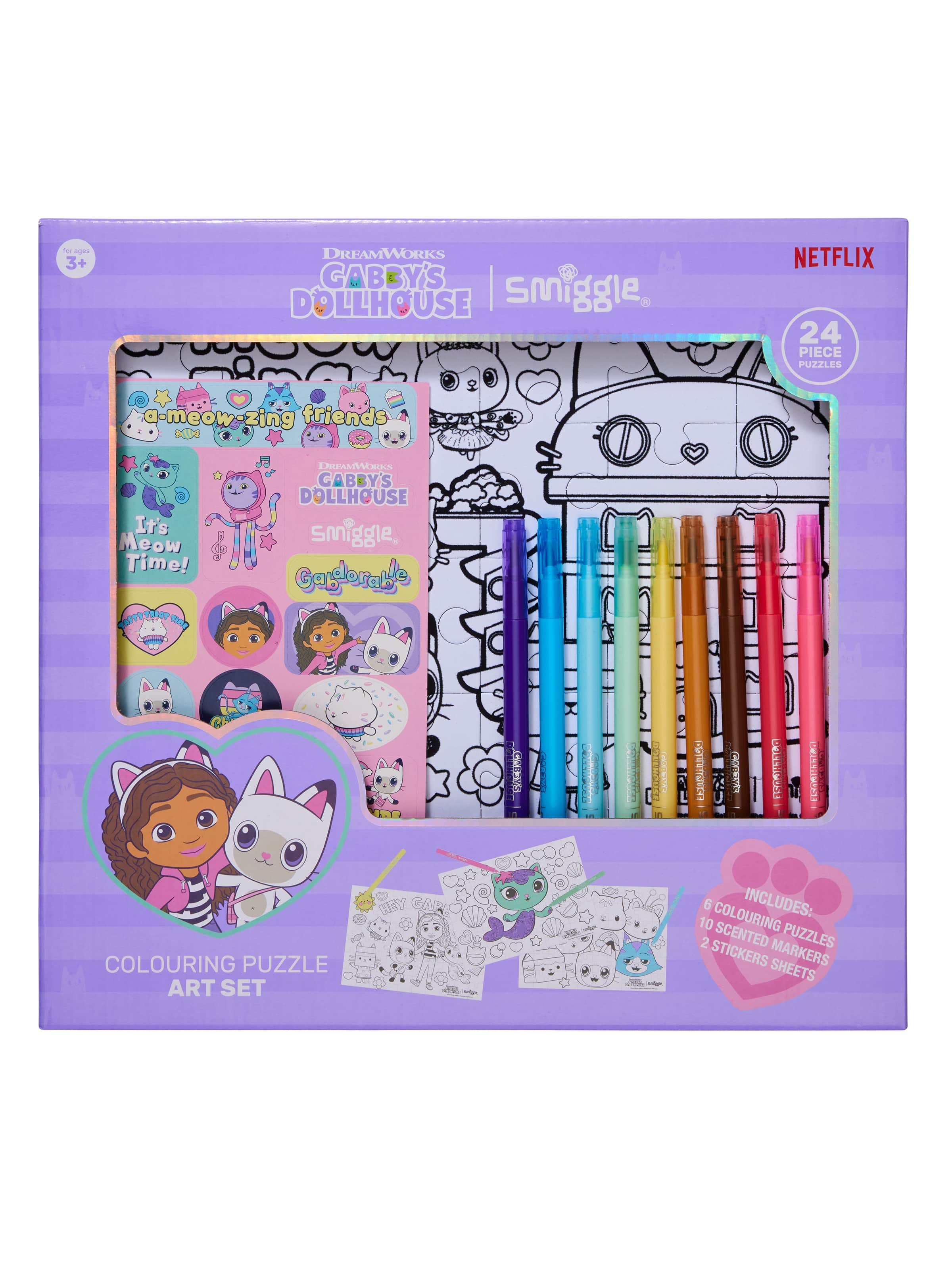 Gabby's Dollhouse Colouring Puzzle Art Set